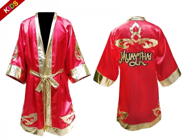Kanong Custom Kids Boxing Fight Robe : Red Lai Thai